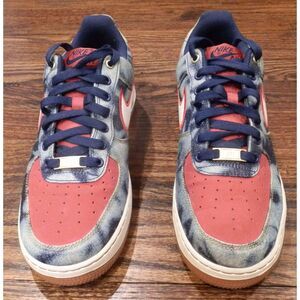 Nike Air Force 1 '13 Acid Washed Red Blue Sneakers Shoes Men's Size 8.5